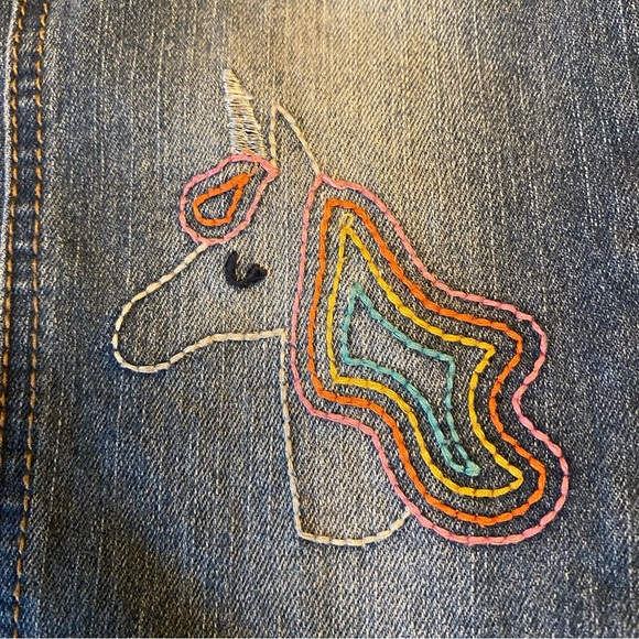 Cat and Jack Girls Super Skinny Denim Jeans Unicorn Embroidered - Picture 4 of 4